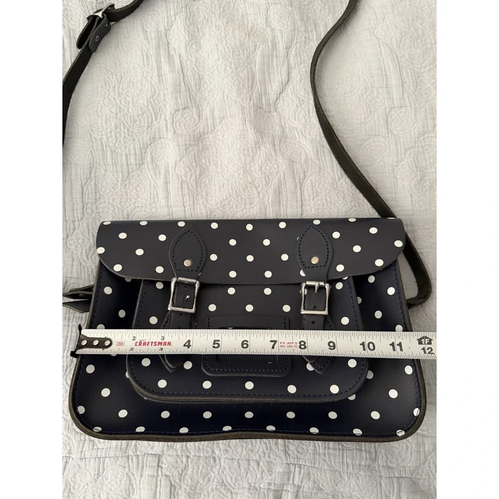 Leather Satchel Company Navy White Polka Dot 11